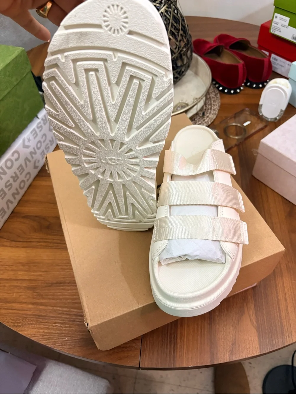 UGG Cream Triple-Strap Slide Sandals
